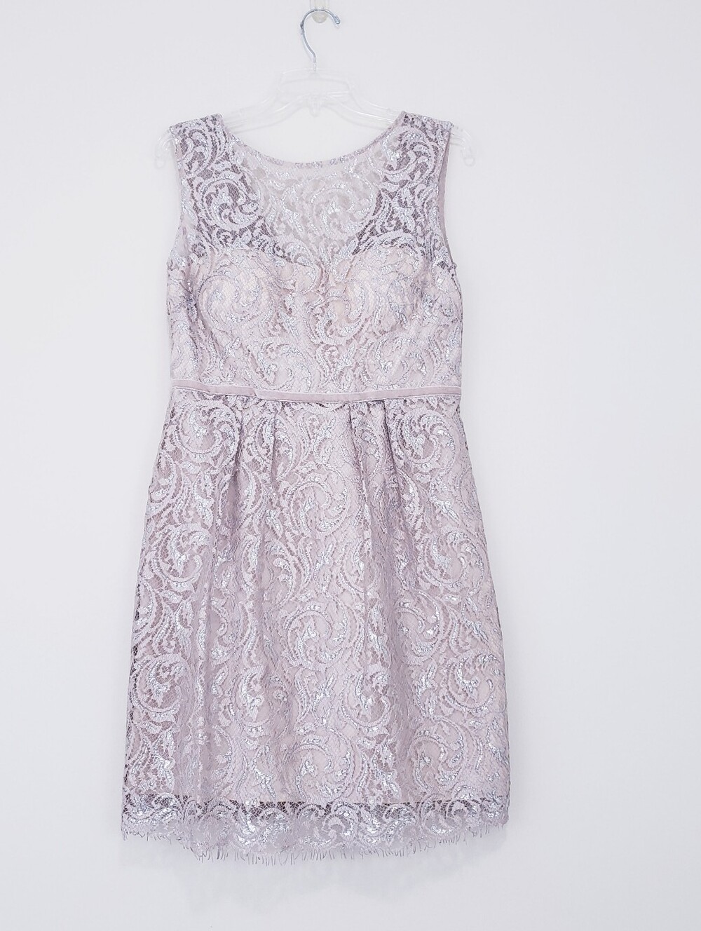 Jenny Yoo Harlow Metallic Bridesmaid Cocktail Lace Short Dress Size 10 Sandstone - Picture 6 of 10